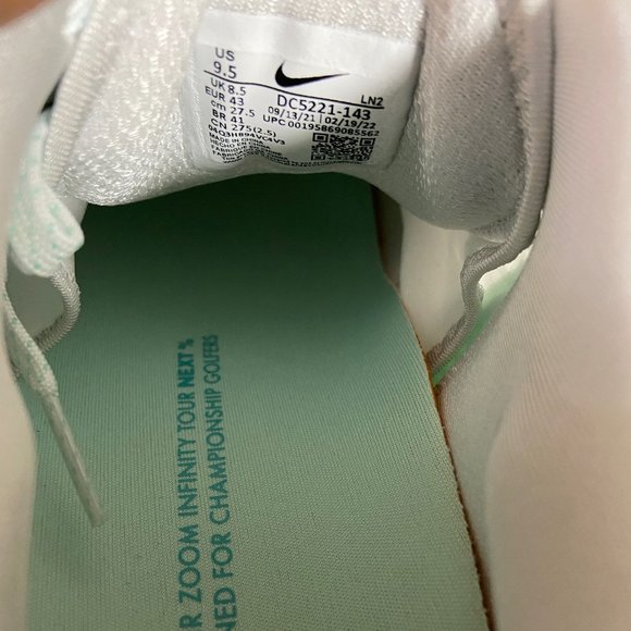 Nike Air Zoom Infinity Tour Next% White Mint Golf Shoes DC5221-143 Men’s main image 16